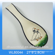 Kitchenware ceramic spoon holder with animal decal